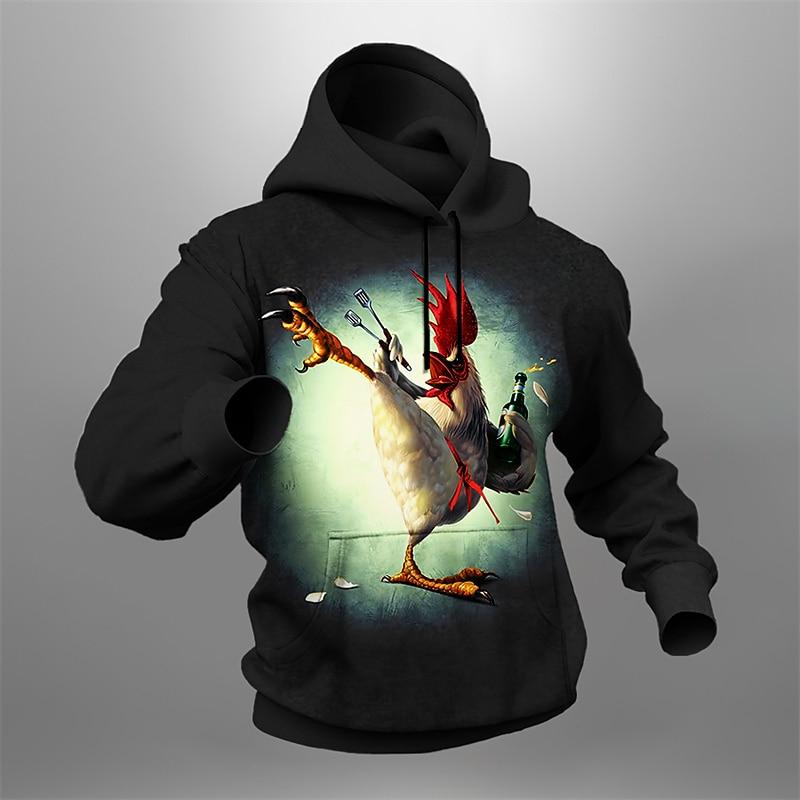 

Men s Graphic Rooster Hoodie Hoodies Sweatshirt Fashion Daily Basic Casual Long Sleeve Hooded 5XL