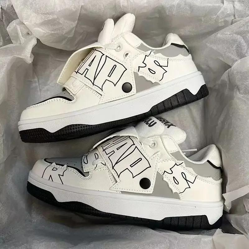 

Модная женская обувь для мужчин унисекс в стиле ретро, граффити, панк, скейтборд, качественные кожаные кроссовки для пар, для занятий спортом на открытом воздухе, повседневная обувь 44 белый