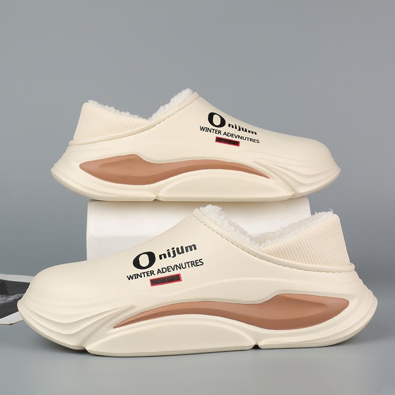 New Winter Men's Warm Slippers Cotton Slippers Outdoor Indoor Cotton Shoes Waterproof Mens Comfortable Home Bedroom Plush Slippers