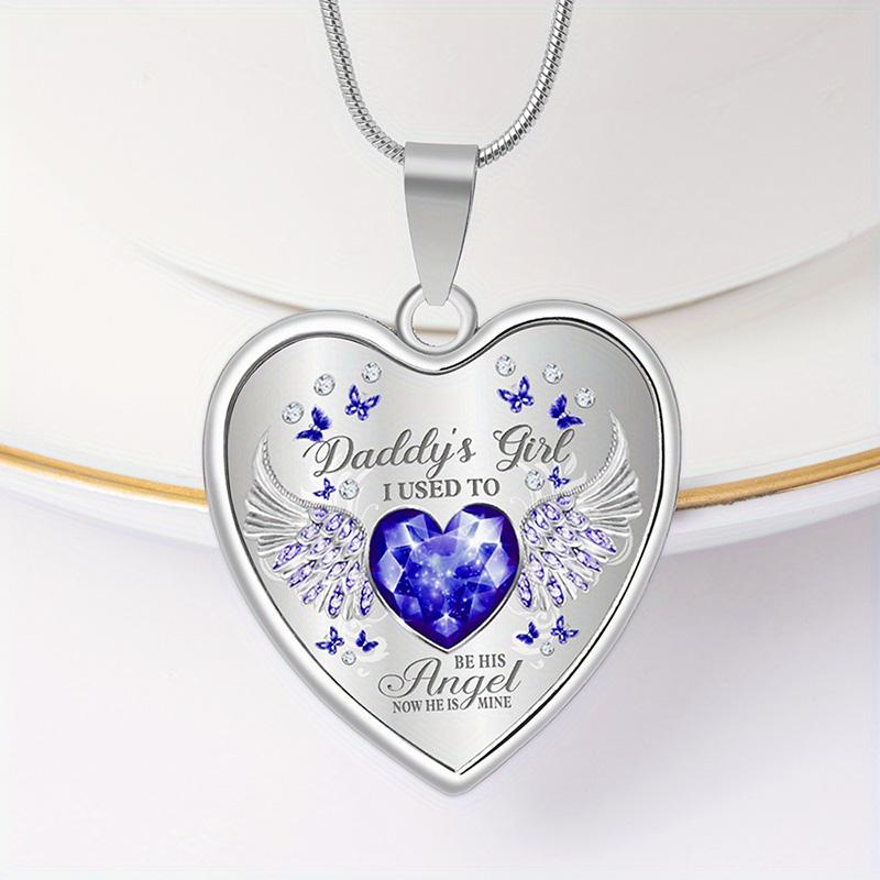 12 Months Angel Wings Daddys Girl Heart Pendant Necklace Birthday Gifts For Daugher Epoxy Jewelry
