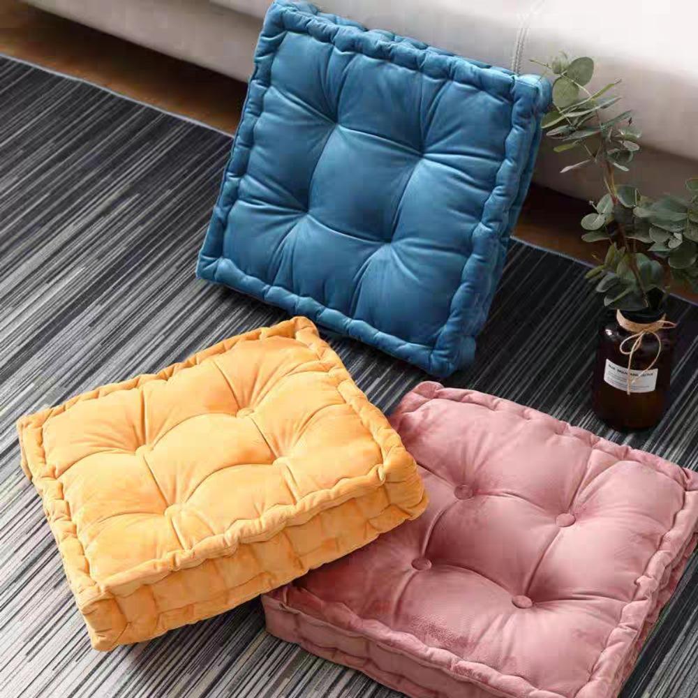 Square Chair Cushion Thicken Seat Pad Home Decor Velvet Tatami Cushion  Office