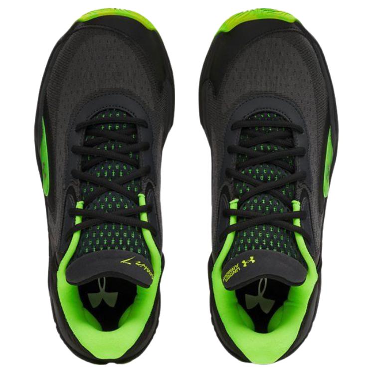 Under Armour Spawn 7 Breathable And Lightweight Basketball Shoes Unisex Black Green Sneakers 3028461-004
