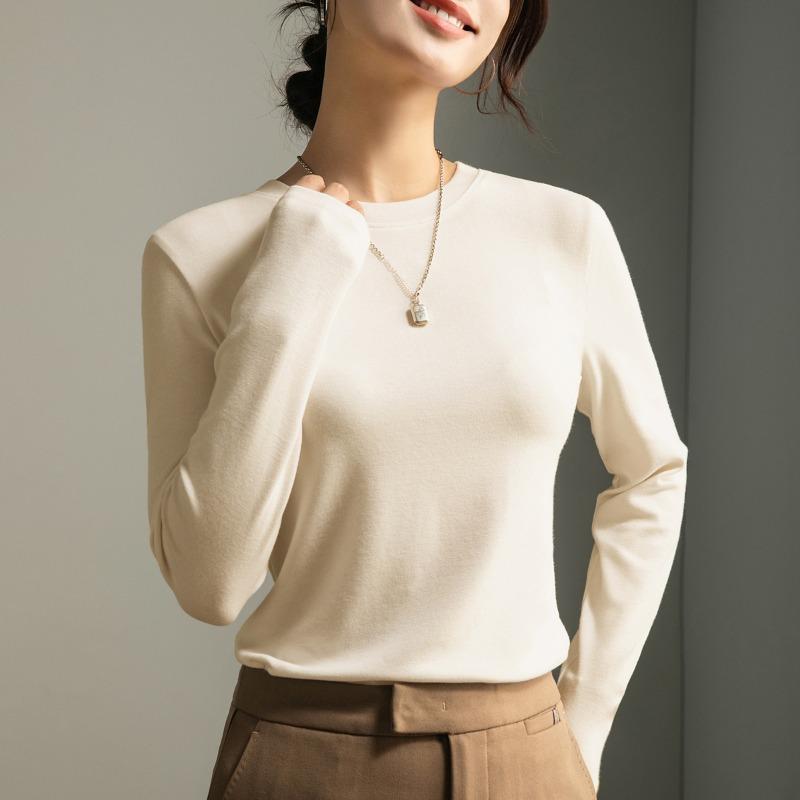 Black Crew Neck Bottoming Shirt Women's Summer and Autumn New Inner with Early Autumn Modal Cotton Slim Top