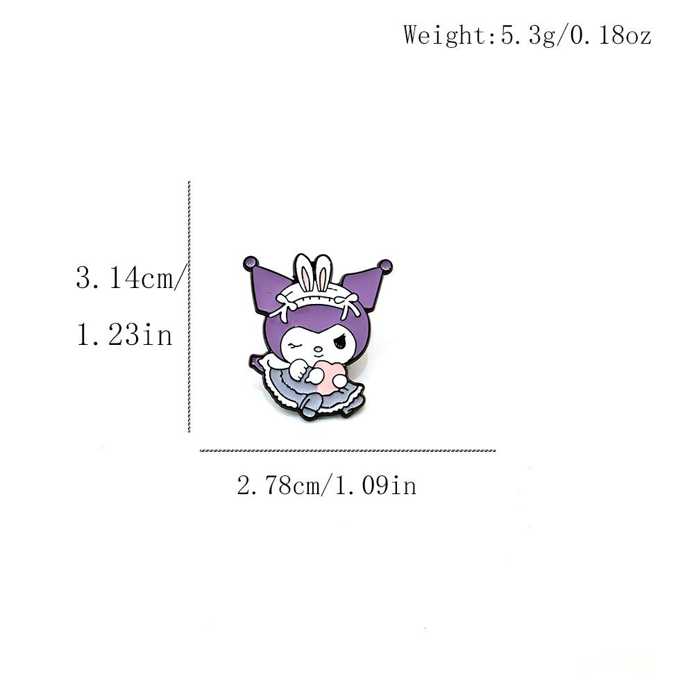 European & American Cartoon Brooch: Cinnamoroll, Pochacco, Kuromi, Hello Kitty with Green Plant Imitation Enamel Alloy Badge