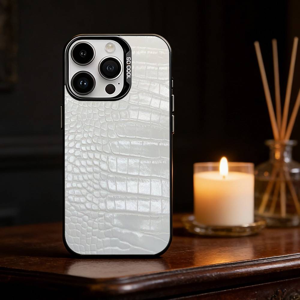 Crocodile Skin Phone Case Color Silver Shell For IPhone 17 16 15 14 13 12 11 Pro Max Plus