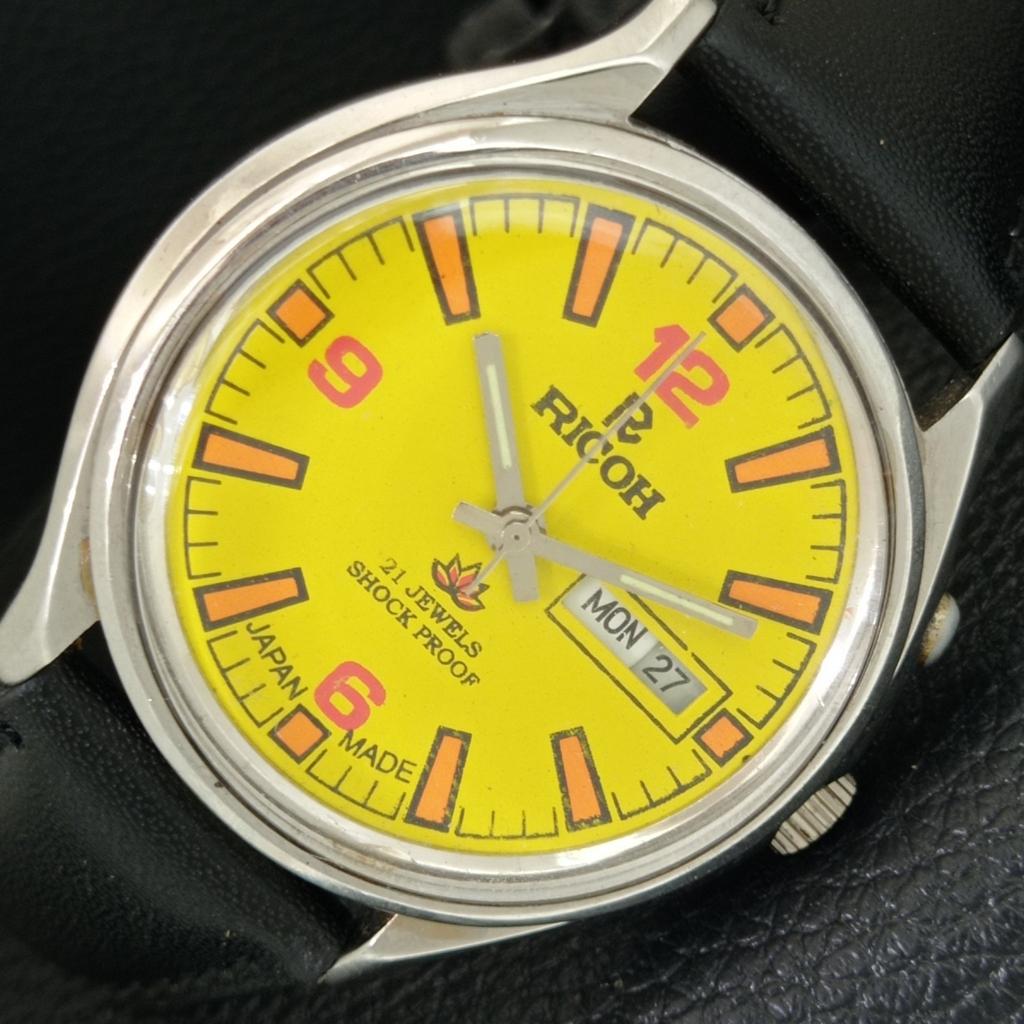 

VINTAGE RICOH R31 AUTOMATIC JAPAN MENS YELLOW COLOR DIAL WATCH a706864-1