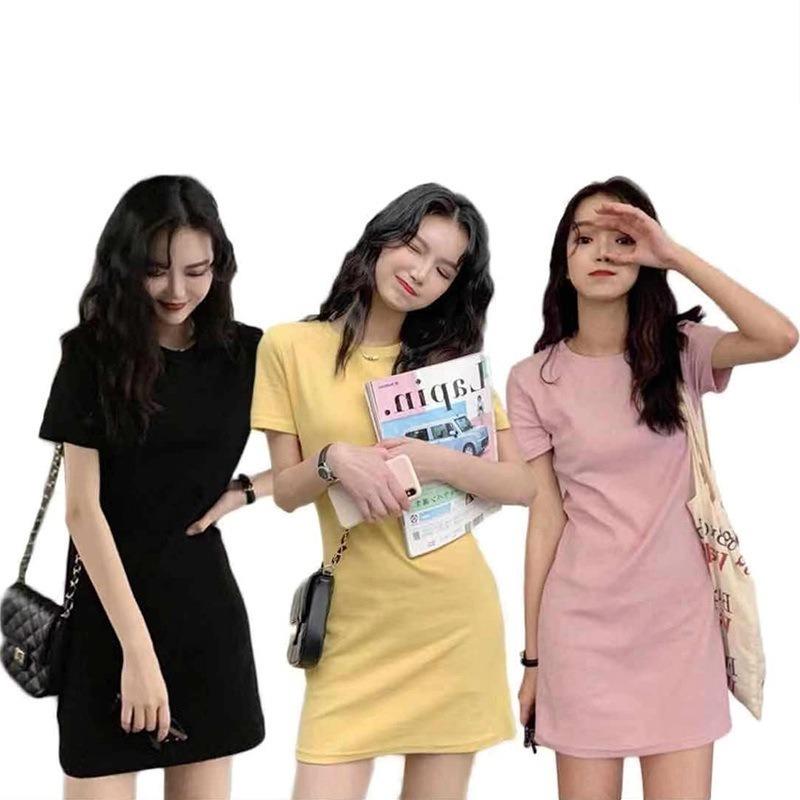 Ny Middels Lang Kjole Jente Studentkjole T-skjortekjole Kjole