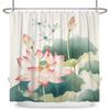 Chinese Style Plum Blossom Shower Curtain with Hooks Waterproof Polyester Bathroom Curtain Ink Painting for Home Decor 180x180cm