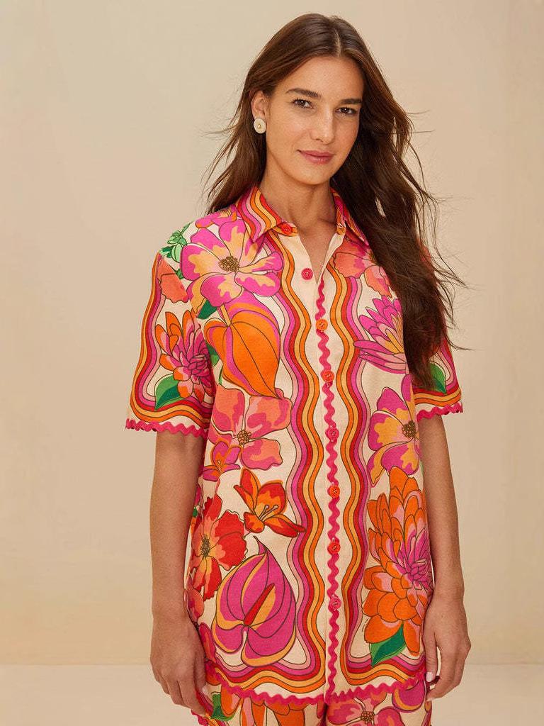 2025 Cross-Border Casual Fashion Linen Shirt & Shorts Set