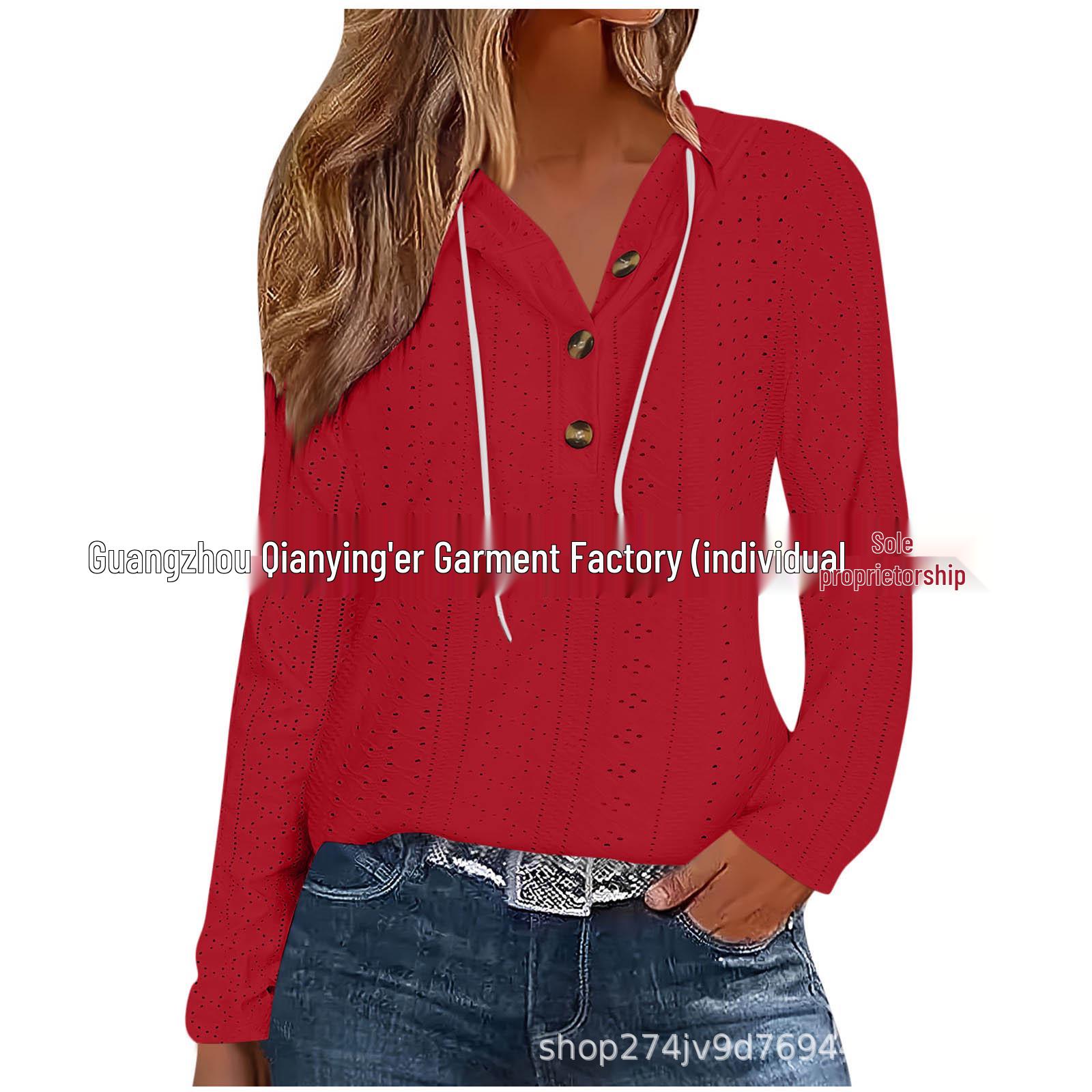 European & American Women s Casual Spring/Autumn Pullover Hoodie S вино красного