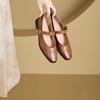 Frühlings- und Herbst-Französische Freizeitschuhe Damen Retro Ein-Wort-Schnalle mit Mary Jane Damen Schuhe Leichter Mund Runde Spitze Niedriger Absatz Einzelne Schuhe mothe