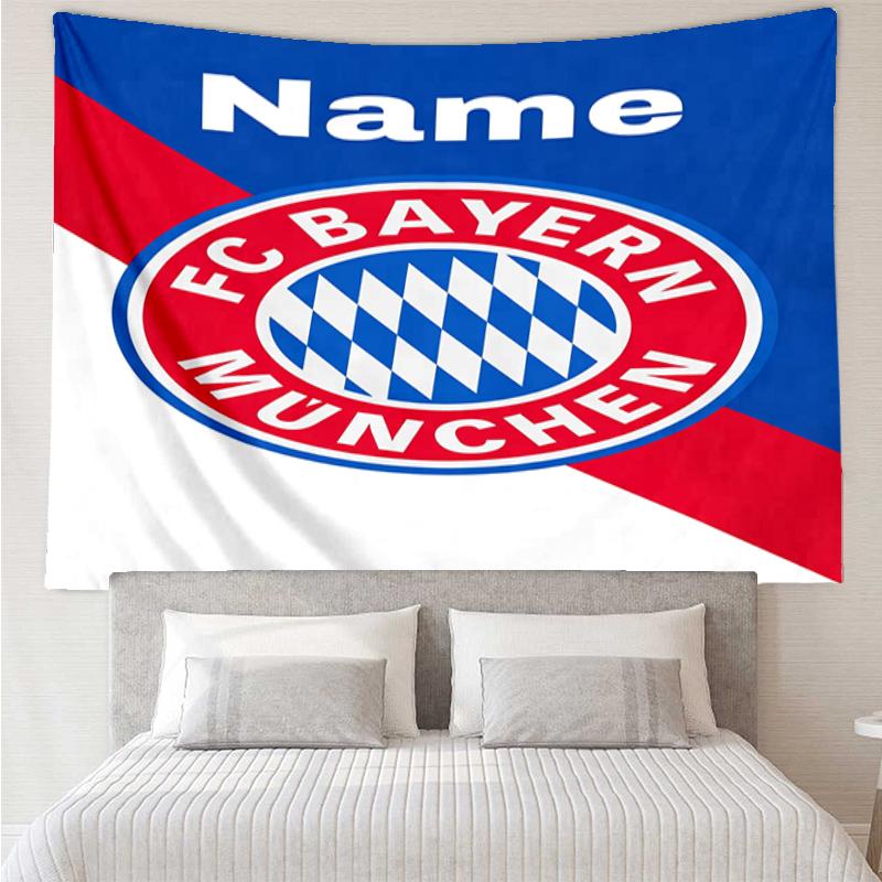 Custom Name Bayern Munich Print Tapestry, Backdrop, Easy Setup, Ideal for Bedroom, Office & Living Room, with Aesthetic Wall Hanging Decor.