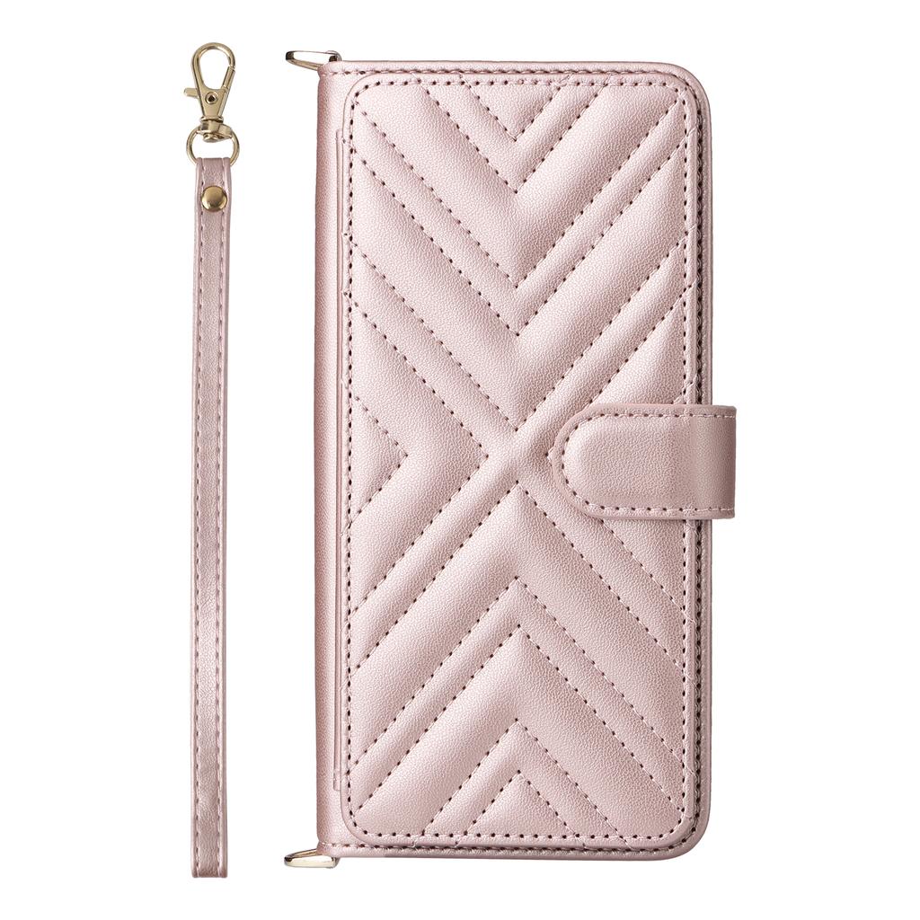 For Honor Magic7 5G Wallet Case with Shoulder/Wrist Strap Leather Phone Cover Stand