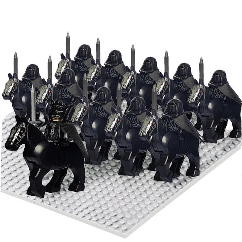 MOC Medieval Uruk-hai Orc Soldiers Raider Vargr Wolf Mount Knights Mini Figurine Building Block Set Educational Toy for Kids