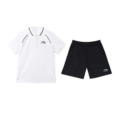 Li Ning Logo-Print Schlichte Mode Schnelltrocknend Bequem Vielseitig Kurzarm-Poloshirt Lässiges Sportset Unisex-Poloshirt YPLV051-1+YKSV147-2