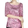 Top Sparkling T-shirt Stylish Comfortable Mid Sleeve Blouse Streetwear for Stage Performances