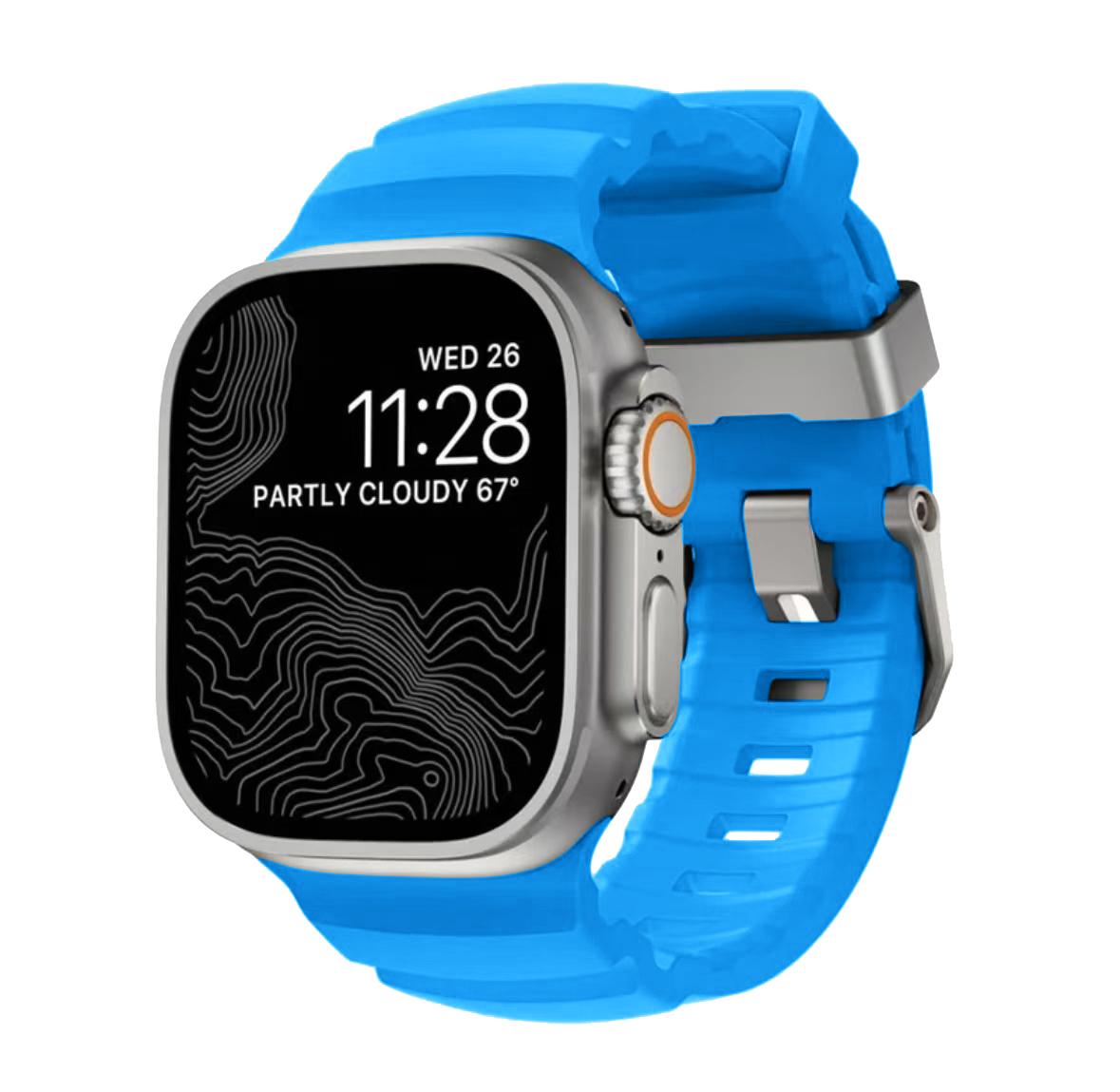 

NEW Sport Silicone Band For Apple Watch Ultra 3 11 10 9 8 7 6 SE3 Titanium Metal Bracelet Strap For iWatch 42mm 44 45 46mm 49mm 42 44 45MM