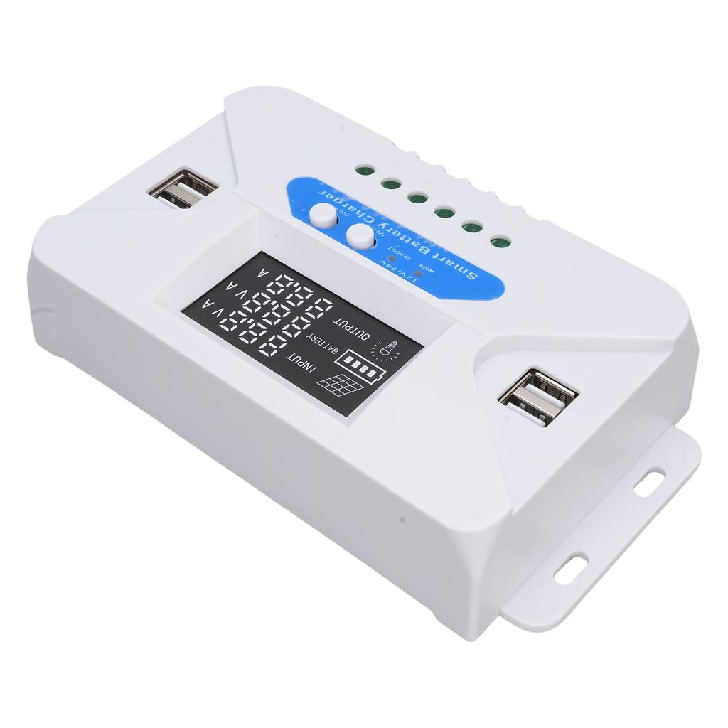 Adaptive Solar Charge Controller Solar Panel Regulator with LCD Display 4 USB Ports Aluminum Plate