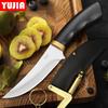 Compact D2 Steel Fruit Knife with Ergonomic Black Handle for Multifunctional Use