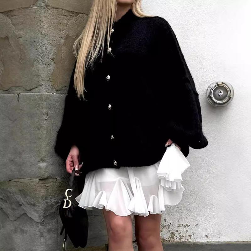 

Autumn Winter Loose Casual Single Breasted Knitting Coat Women Solid Color Vintage Cardigan Outwear Top S