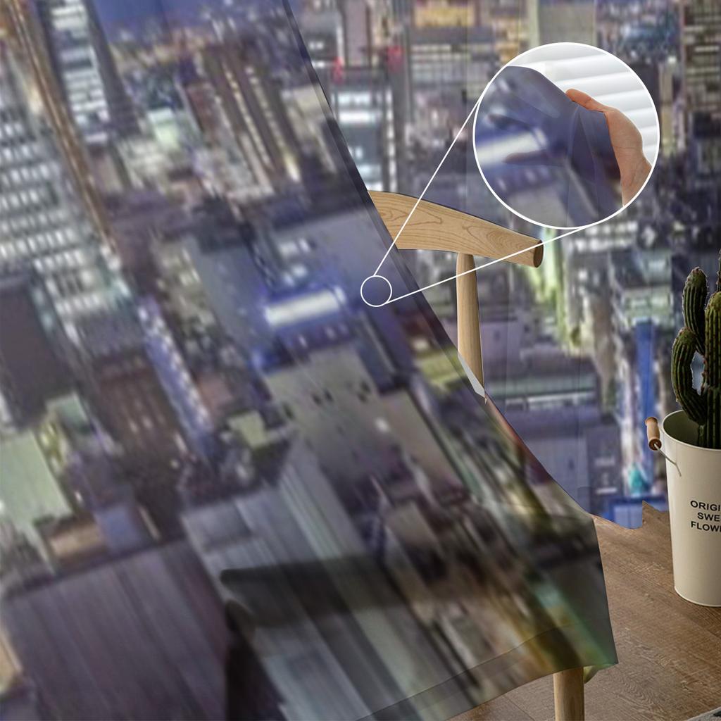 Nagoya Japan Cityscape At Twilight Chiffon Sheer Curtains for Living Room Bedroom Kitchen Decoration Window Voiles Tulle Curtain