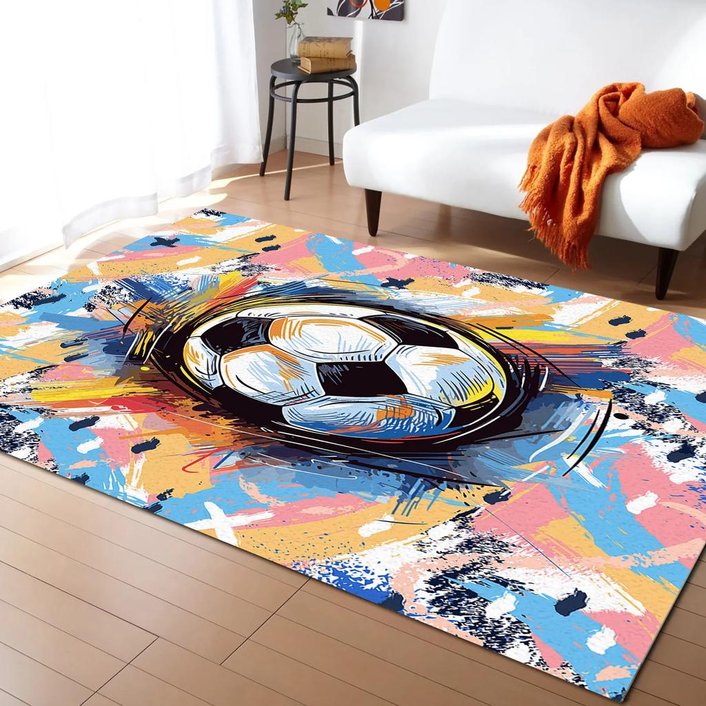 Football Carpet Ball Game Area Rug for Kids Boys Teens Playroom Soccer Doormat Sport Theme Indoor Floor Mat For Living Room Sofa