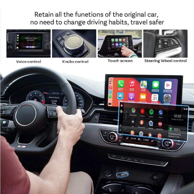 2-in-1 Mini Wireless CarPlay Adapter and Android Auto Wireless Adapter, Seamless Connection, Plug and Play