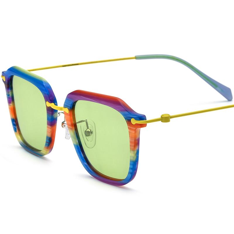 Borregls Colorful Acetate Titanium Sunglasses Men Brand Design Polarized Mirrored UV400 Sun Glasses Women Mirrored Shades 185843 Acetate Titanium