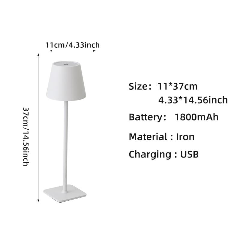 Rechargeable 3 Color Stepless Dimming Desk Lamp 1800mAh Portable LED Desk Lamp for Restaurant Bedroom Bars Home Patio Outdoor