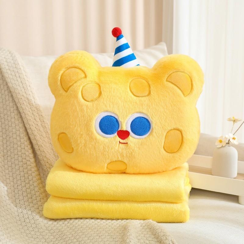 Bear Plush Cartoon Toy Pillow Blanket 2in1 Comfy Cushion Office Nap Gift Teens
