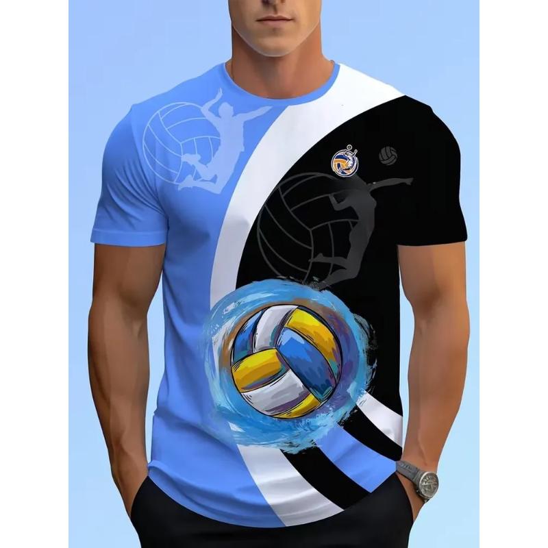 Camiseta Informal de Manga Corta Suelta con Estampado de Bolas para Hombre