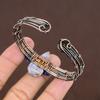 Natural Russian Charoite Gemstone Copper Wire Wrap Cuff Bangle Adjustable F8h66