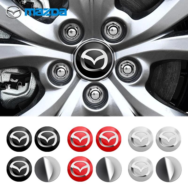 4X Car Wheel Center Hub Cap Badge Emblem Decal Wheel Sticker For Mazda 2 3 5 6 M5 Ms CX-4 CX-5 CX6 M3 M6 MX3 MX5 Car Accessories
