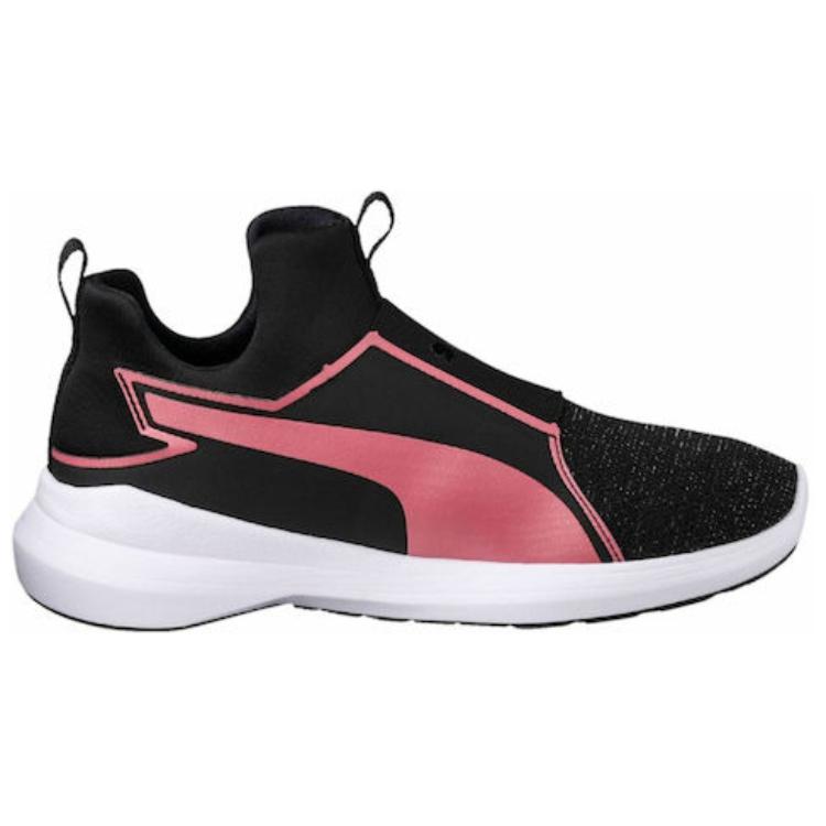 Puma Rebel Mid Gleam Comfortable Versatile Non-Slip Wear-Resistant Mid-Top Casual Running Shoes Women sneaker Black Pink 364619-01