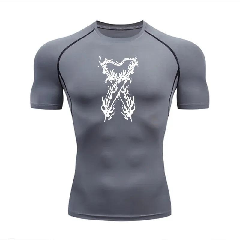 Men's T-shirt Running Sport Compression Jogging Fitness Moisture-Wicking Fashion Tops Tee Quick Dry Gym Casual Running Workouts
