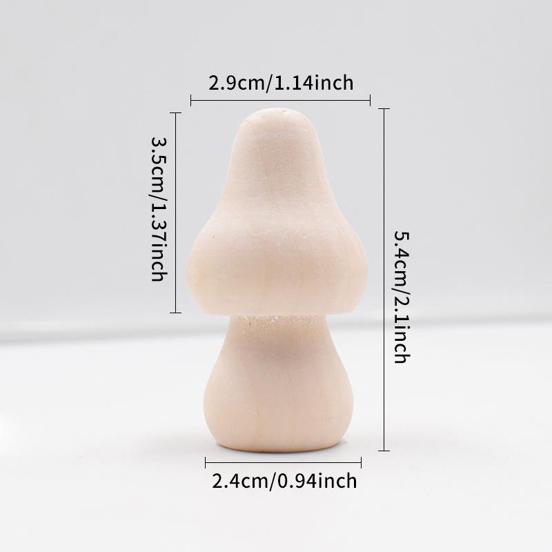 2PCS Unfinished Wooden Mushroom Natural Wood Mushrooms for DIY Crafts and Arts Paint Color Ornaments for Home Decorations