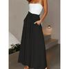 Women Spring Summer New High Waist Elastic Waistband Wide Leg Palazzo Pants Skirt Pants