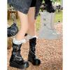 Queen Fan Black British style platform knight boots women's 2025 new summer versatile heightening soft-soled boots