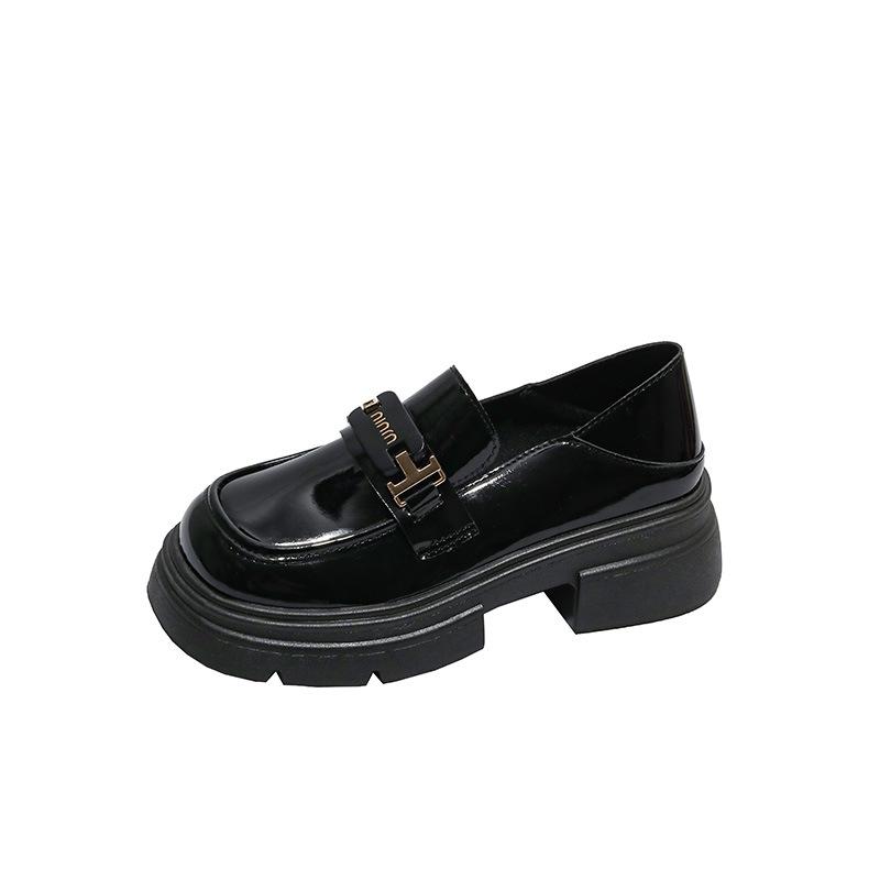 Thick-soled Black Uniform Year Retro Thick Heel 2025 Wind Small Leather Shoes Women's New Spring and Autumn Single Shoes
