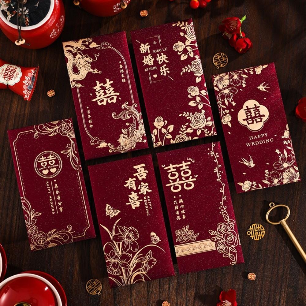 Chinese Horse Year New Year Red Envelope Hard Paper Hot Gold Chinese Money Envelopes Thickened 6Pcs Mixed Lucky Red Bag Children