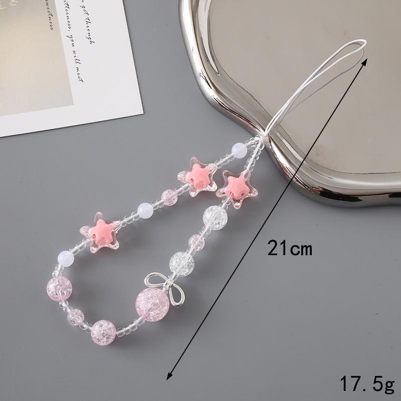 Korean Love Heart Beaded Phone Chain & Keychain Set for Women