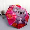 Fantasia koala rosa, ombrello pieghevole automatico, design portatile e pieghevole, 8 stecche, un regalo di Natale o di compleanno.