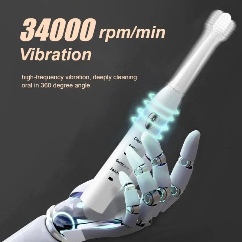 5-gear Mode Sonic Electric Toothbrush USB Charging Adult Ultrasonic Automatic Soft Hair Toothbrush IPX7 Waterproof Rechargeable