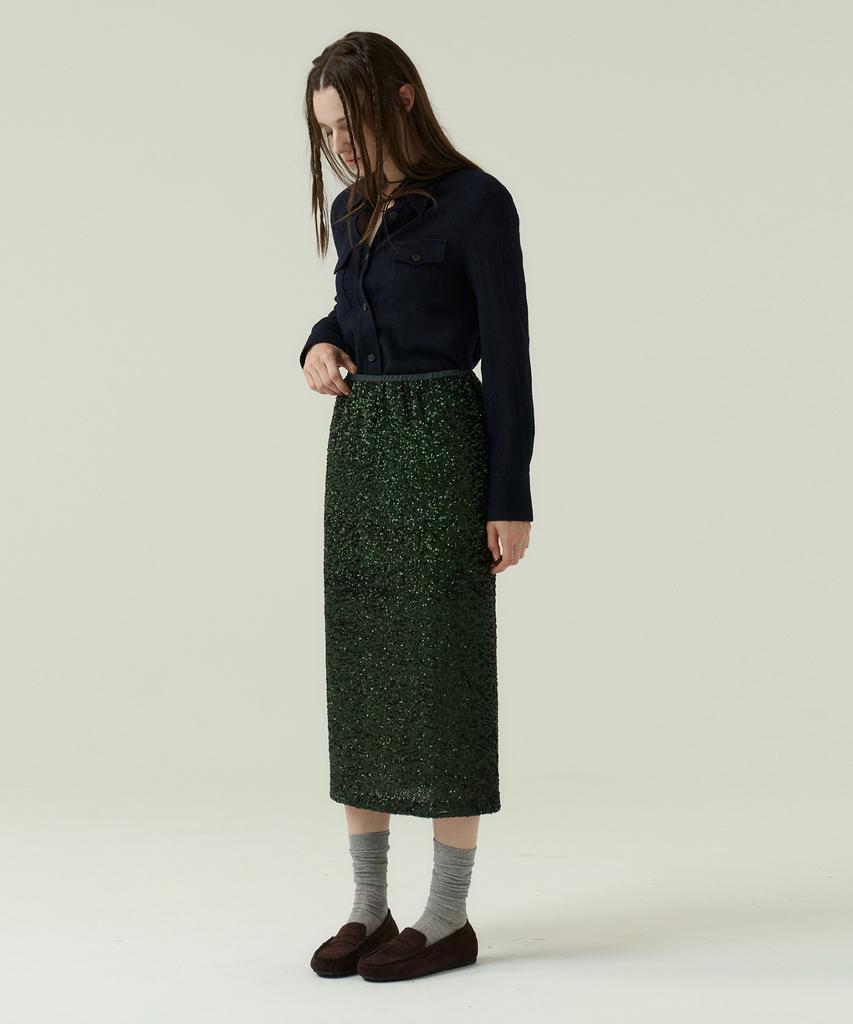 VOYONN 2.5Mm Beaded Skirt Party Green 0153