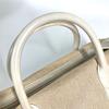 HERMES Porochon Mademoiselle Hand Bag Toile H / Leather Beige/White