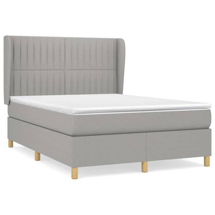 Exclusive House - Bed Slat Base with Mattress Light Grey 140x200cm Fabric