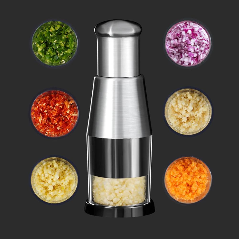 Stainless Steel Manual Hand Chopper Kitchen Tool Vegetable Chopper Mini Garlic Mincer for Garlic Ginger Nuts Food Crusher Cutter