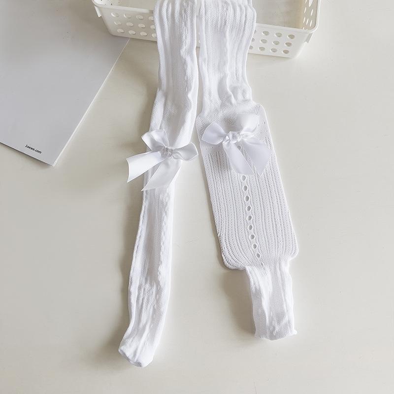 Kids Tight For Girls Solid Color Lace Bow Hollow Out Pantyhose For Children Cute Thin Breathable Legging Summer Sweet Stocking