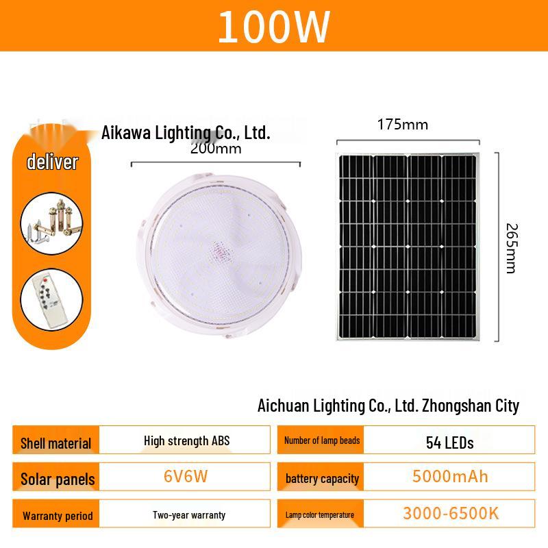 2026 Solar LED Ceiling Light: Outdoor Waterproof IP65 with Remote Control