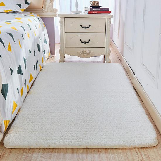 Tapis uni style européen en laine d'agneau pour salon, salle de bain et chambre à coucher